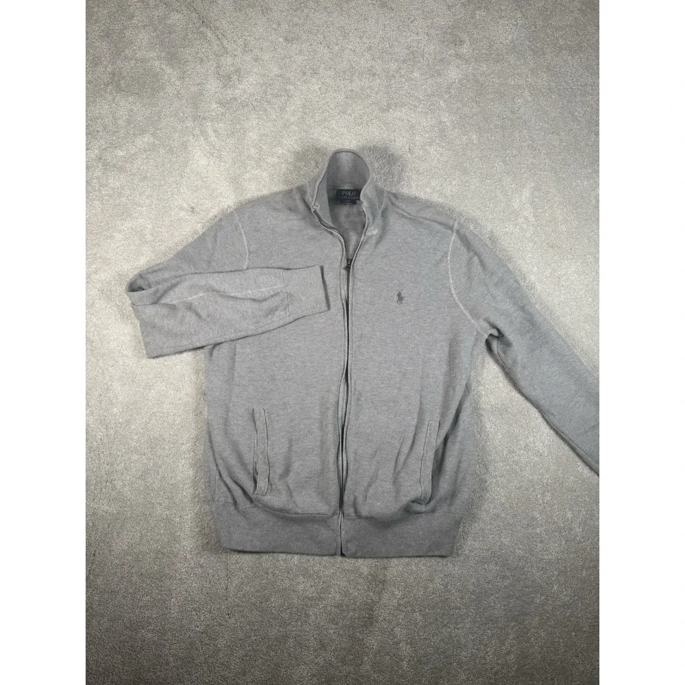 Ralph Lauren Polo Men's Pima Cotton Full Zip Jacket | Gray | XL Preppy Pony
